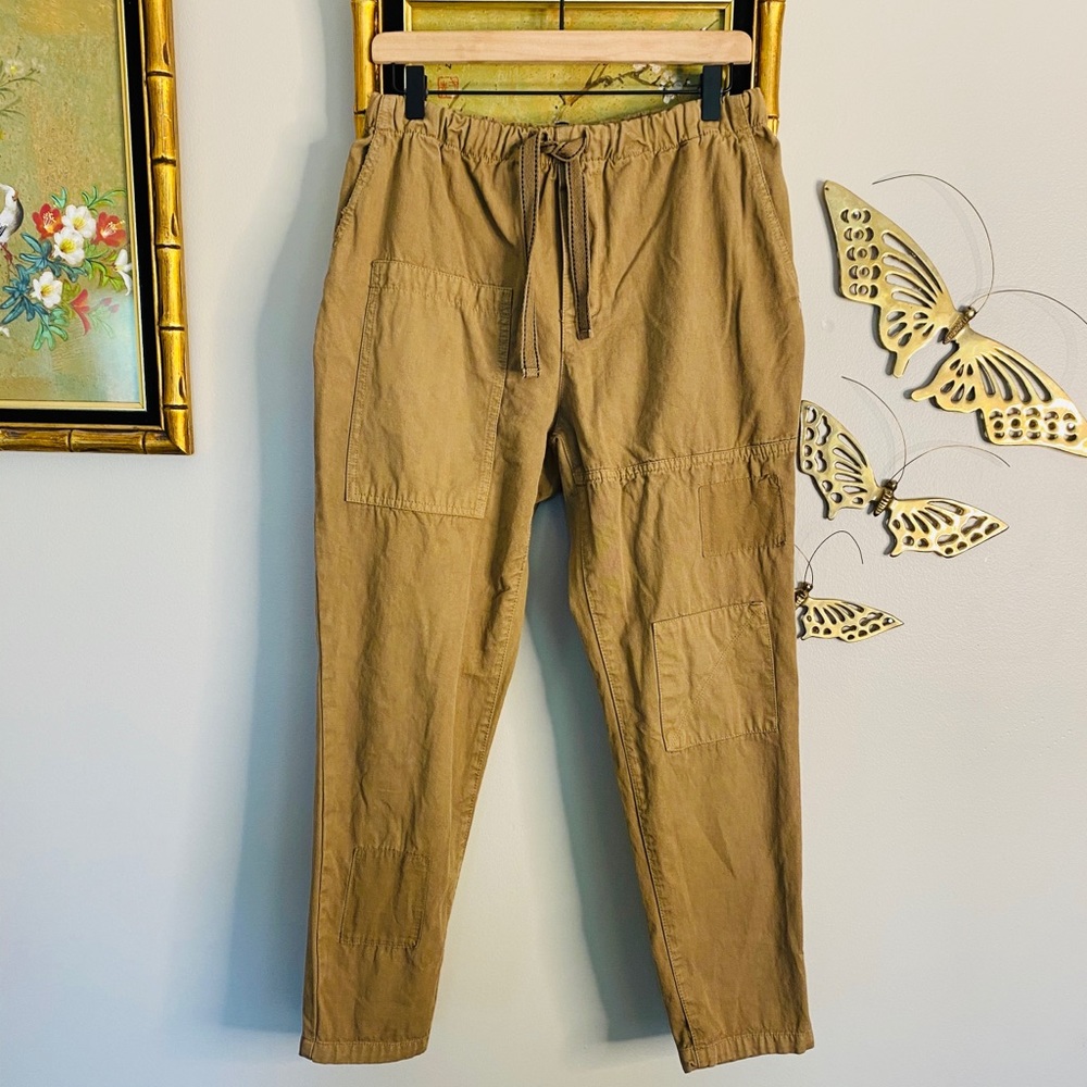 Zara Khaki High Waisted Patchwork Khaki Pants - Picture 1 of 9